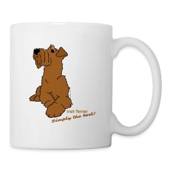 Irish Terrier liegend - Tasse - Weiß - Rechts