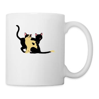2 Katzen - Tasse - Weiß - Rechts