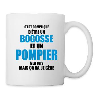 c'est compliqué d'être un bogosse et pompier - Mug blanc - blanc - Droite
