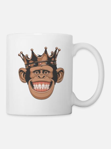 Affe mit Krone - Tasse - Weiß