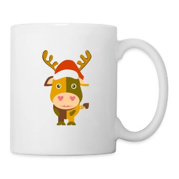 Weihnachtskuh / Santa Cow /Illustration Comicstyle - Tasse - Weiß - Rechts