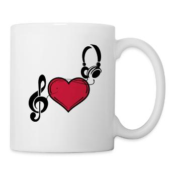 Party Music Love Music Headphones Clef - Mug - white - Right