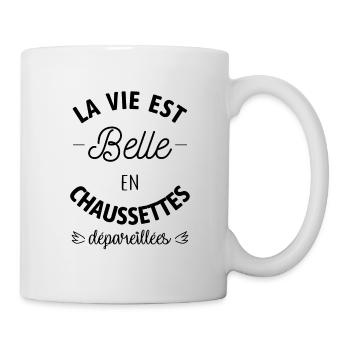 La vie est belle en chaussettes - Mug blanc - blanc - Droite