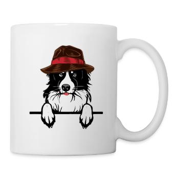 Chien de berger border collie chien avec chapeau idée cadeau - Mug blanc - blanc - Droite