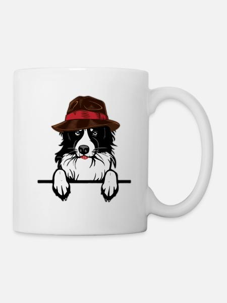 Hütehund Border Collie Hund mit Hut Geschenkidee - Tasse - Weiß