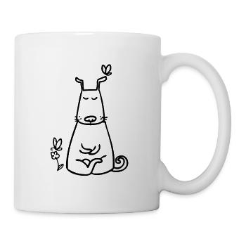 Lustiger Yoga Hund In der Ruhe liegt die Kraft ! - Tasse - Weiß - Rechts
