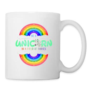 Sei ein Regenbogen Einhorn | einhornshirt - Tasse - Weiß - Rechts
