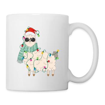 Christmas AlpacaT-Shirt with Christmas Light Necklace - Mug - white - Right