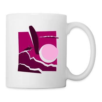 Parapente papier découpé parapente rose - Mug blanc - blanc - Droite