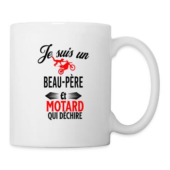 je suis motard qui déchire et beau-père - Mug blanc - blanc - Droite