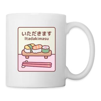 Japanisches Sushi auf Tablett Itadakimasu - Tasse - Weiß - Rechts