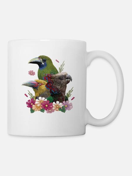 Tukane und Papagei - Tasse - Weiß