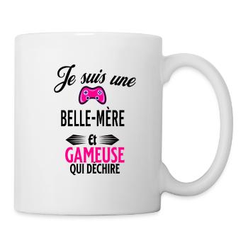 je suis gameuse qui déchire et belle-mère - Mug blanc - blanc - Droite