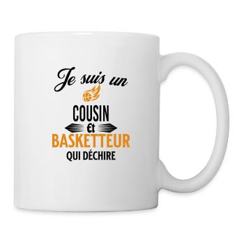 je suis basketteur qui déchire et cousin - Mug blanc - blanc - Droite