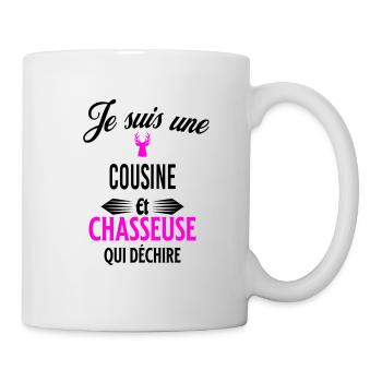 je suis chasseuse qui déchire et cousine - Mug blanc - blanc - Droite