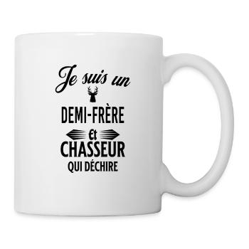 je suis chasseur qui déchire et demi-frère - Mug blanc - blanc - Droite