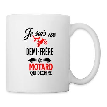 je suis motard qui déchire et demi-frère - Mug blanc - blanc - Droite