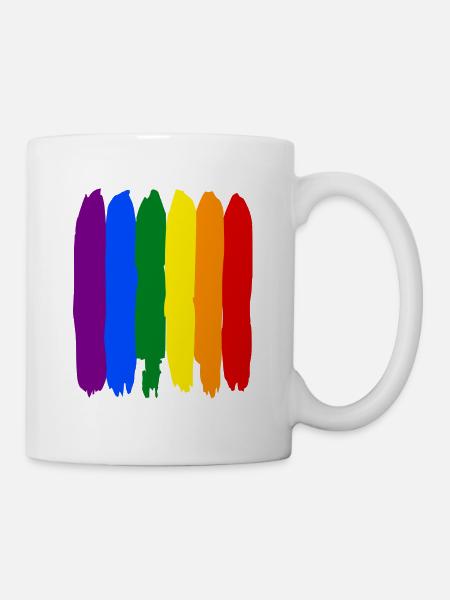 Pride - Regenbogen Pinselstriche - Tasse - Weiß
