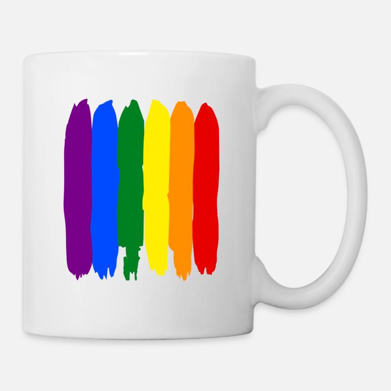 Pride - Regenbogen Pinselstriche - Tasse - Weiß