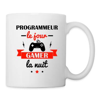 Programmeur le jour gamer la nuit - Mug blanc - blanc - Droite