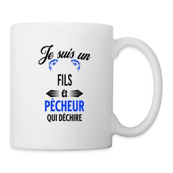 je suis pêcheur qui déchire et fils - Mug blanc - blanc - Droite