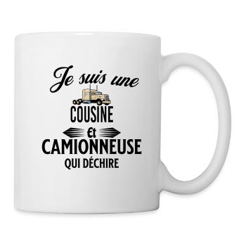 je suis camionneuse qui déchire et cousine - Mug blanc - blanc - Droite