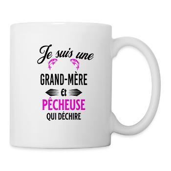 je suis pêcheuse qui déchire et grand-mère - Mug blanc - blanc - Droite