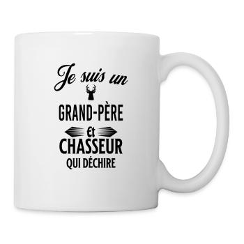 je suis chasseur qui déchire et grand-père - Mug blanc - blanc - Droite
