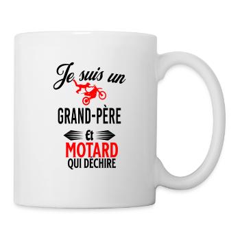 je suis motard qui déchire et grand-père - Mug blanc - blanc - Droite