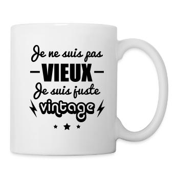 pas vieux vintage, cadeau d'anniversaire - Mug blanc - blanc - Droite