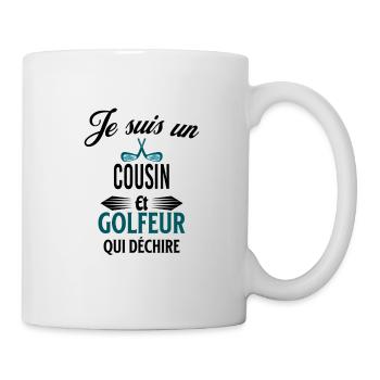 je suis golfeur qui déchire et cousin - Mug blanc - blanc - Droite