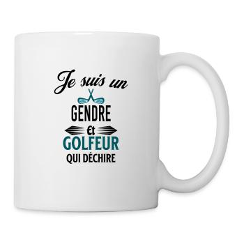 je suis golfeur qui déchire et gendre - Mug blanc - blanc - Droite