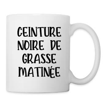 ceinture noire de grasse matinée - Mug blanc - blanc - Droite