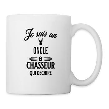 je suis chasseur qui déchire et oncle - Mug blanc - blanc - Droite