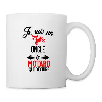je suis motard qui déchire et oncle - Mug blanc - blanc - Droite