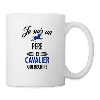 je suis cavalier qui déchire et père - Mug blanc - blanc - Droite
