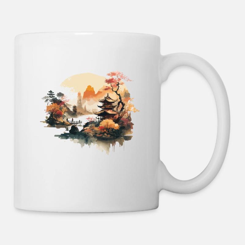 Aquarelle asiatique - Mug blanc - blanc