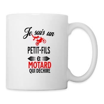 je suis motard qui déchire et petit-fils - Mug blanc - blanc - Droite