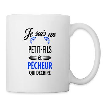 je suis pêcheur qui déchire et petit-fils - Mug blanc - blanc - Droite