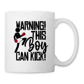 Dieser Junge kann kicken! Kickboxen Spruch Boxen - Tasse - Weiß - Rechts