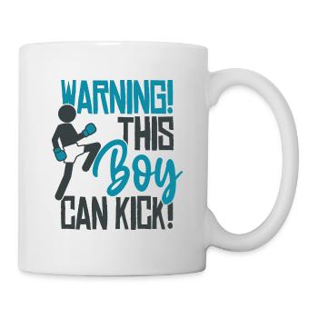 Dieser Junge kann kicken! Kickboxen Spruch Boxen - Tasse - Weiß - Rechts