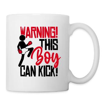Dieser Junge kann kicken! Kickboxen Spruch Boxen - Tasse - Weiß - Rechts