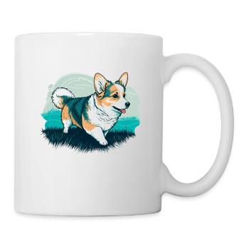 Corgi en promenade - Mug blanc - blanc - Droite