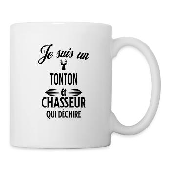 je suis chasseur qui déchire et tonton - Mug blanc - blanc - Droite