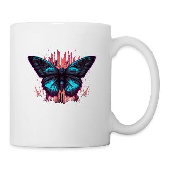 Vaporwave Schmetterling Illustration - Tasse - Weiß - Rechts