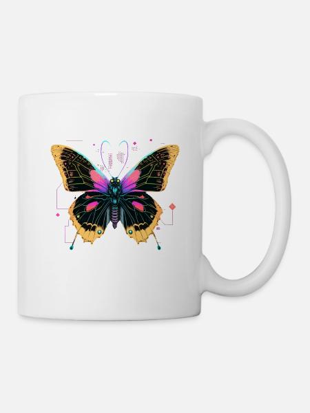 Strahlende digitale Flügel - Tasse - Weiß