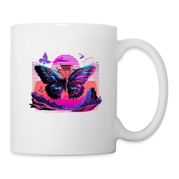 Schmetterling im Technicolor-Traum - Tasse - Weiß - Rechts