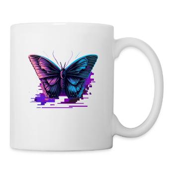 Schmetterling Retro Farbtöne - Tasse - Weiß - Rechts