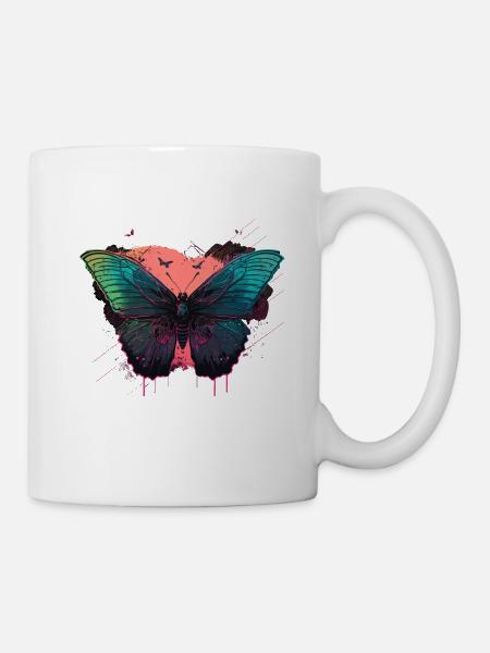 Wunderschöner leuchtender Schmetterling - Tasse - Weiß