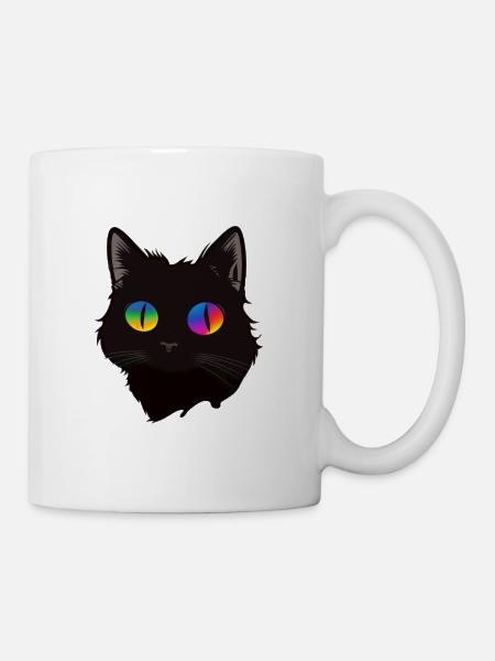 Chat Yeux Arc-en-ciel Animal - Mug blanc - blanc